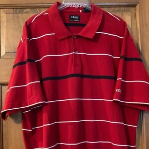 Izod XFG Polo Shirt, XXL, Red Striped